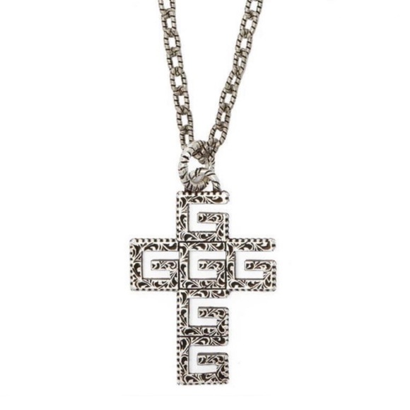 Gucci Other - New Authentic Gucci G Cube Cross Necklace 27"